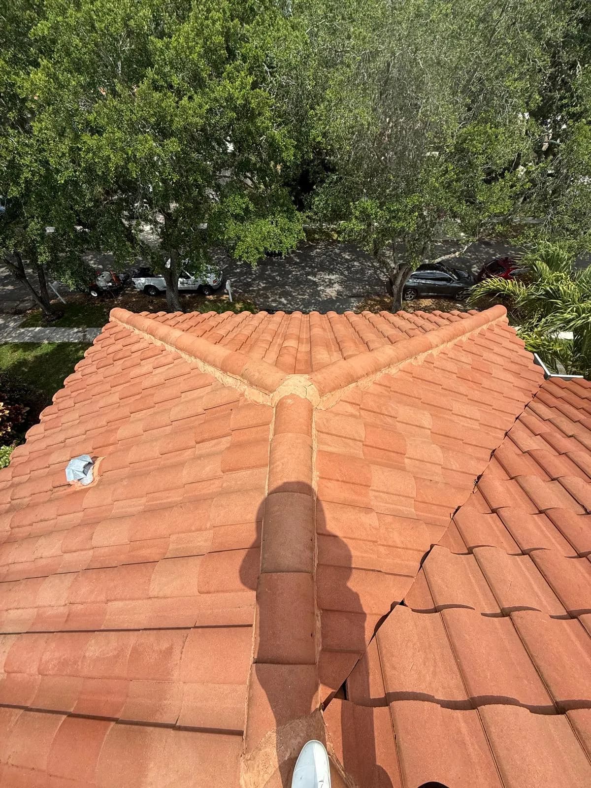 Terracotta barrel tile roof bright orange after cleaning — Looking New, serving Dania Beach